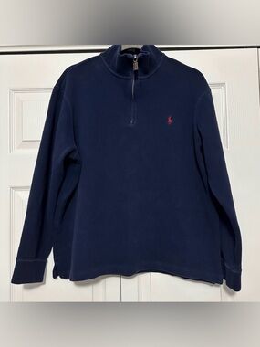 Polo Ralph Lauren Men’s Cotton‎ Quarter-Zip Pullover 1/4 Zip in Navy GUC